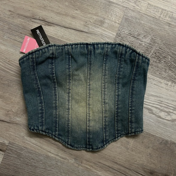 PrettyLittleThing Tops - 🆕 Y2K | Denim Blue Corset Top